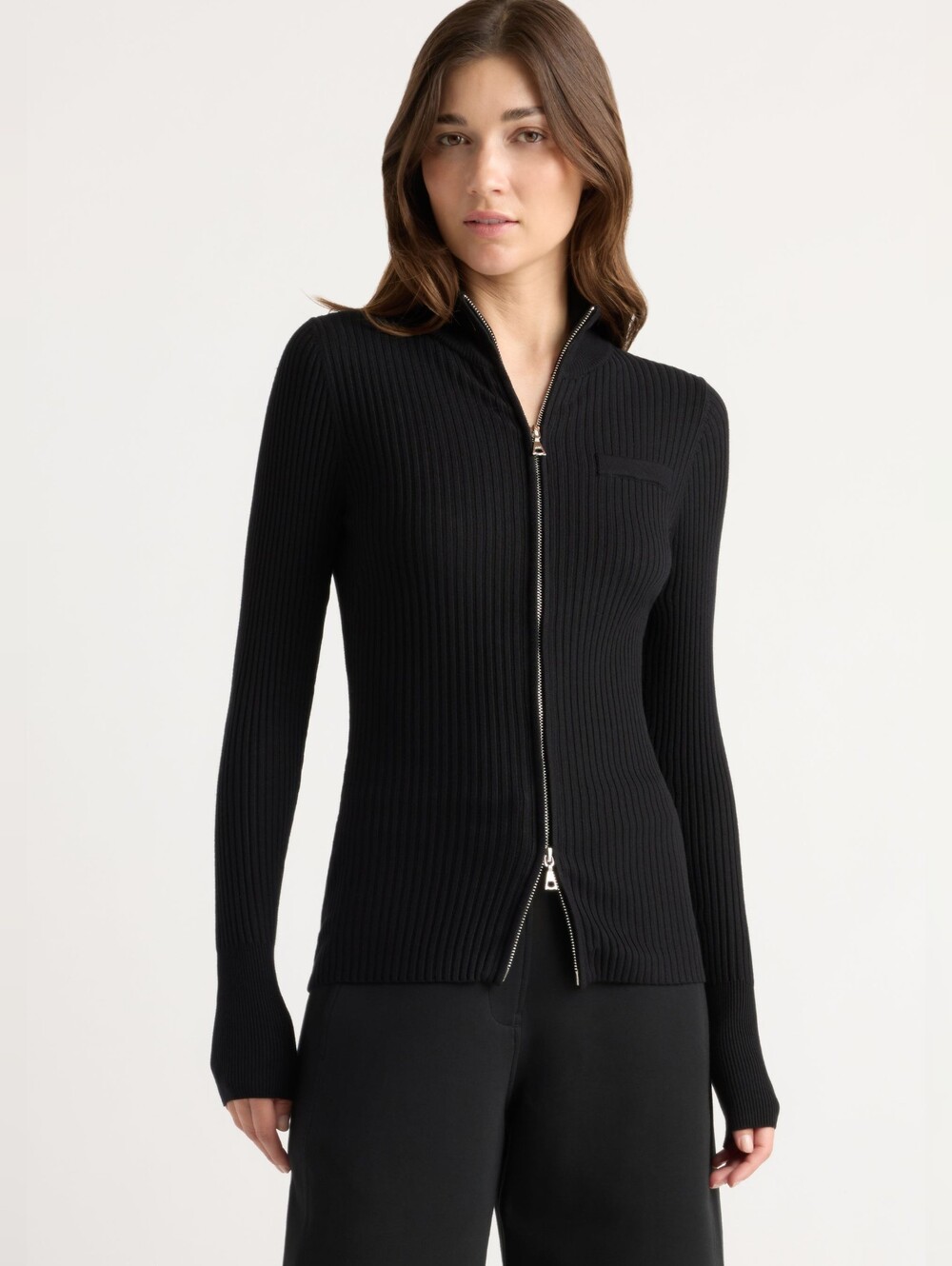 Modern Citizen Navy Kaine Ribbed Two-Way Zip Sweater Size XS